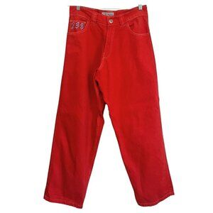 DIGITS 238 ROBO DENIM MEN'S ORANGE BAGGY STREETWEAR WIDE LEG JEANS - XS